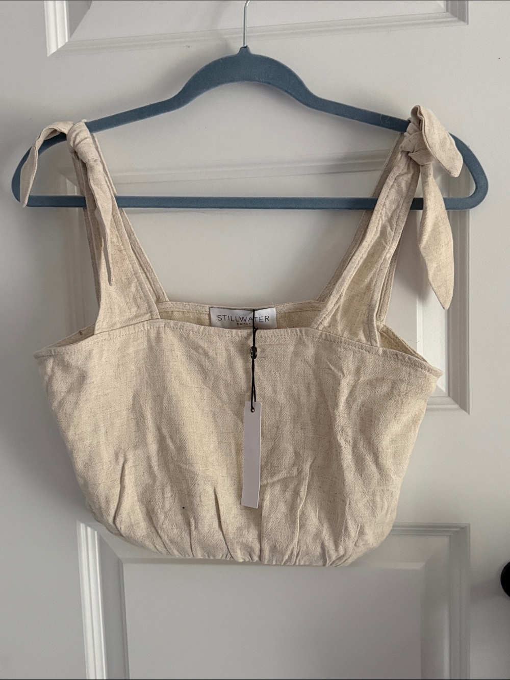 Stillwater Cream Tie-Shoulder Crop Top